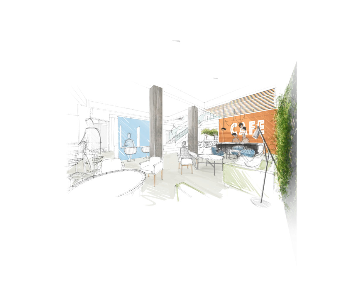 esquisse architecte Galliéni Coworking espace café