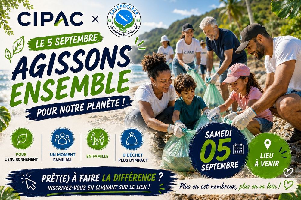 Visuel de la journée de ramassage de déchets organisée avec l'association Calédoclean